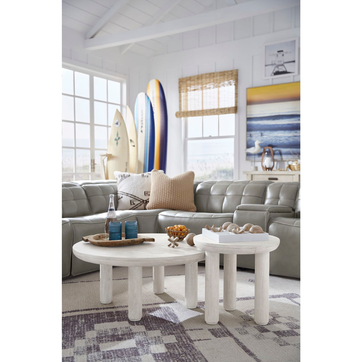 Sunset Cove Nesting Cocktail Table (Set of 2) - Moonlight Pearl